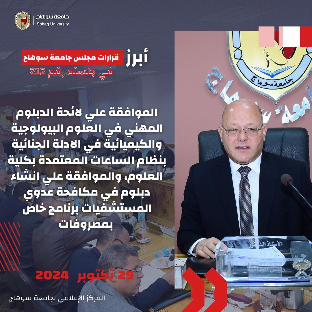 رئيس جامعة سوهاج يوافق علي اعتماد عدد من البرامج الجديدة 