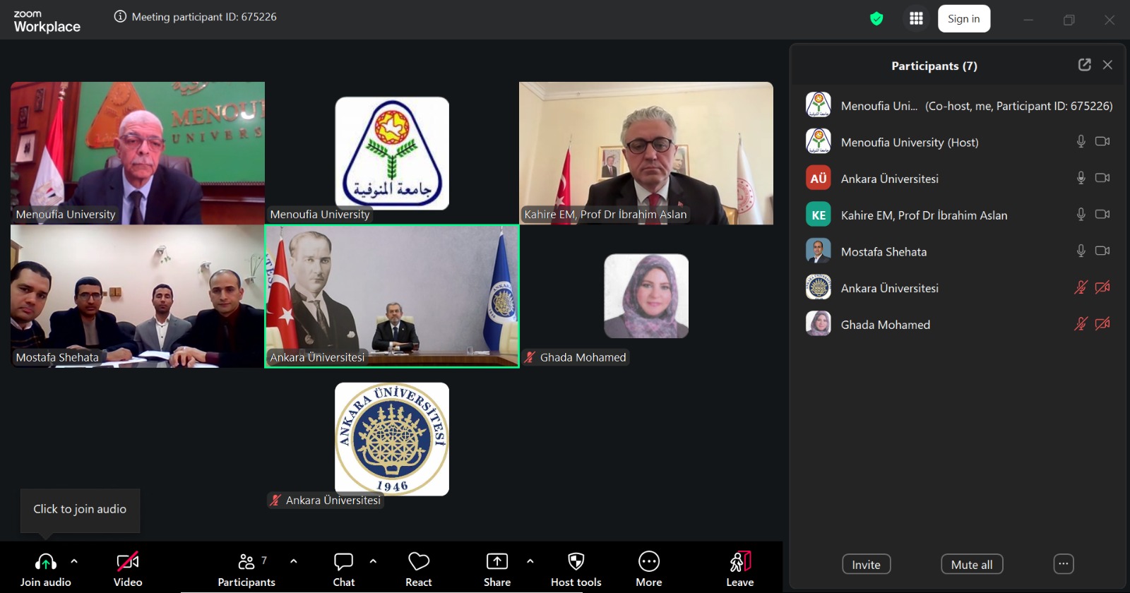 جامعة المنوفية وجامعة أنقرة التركية تتفقان على شراكة استراتيجية أكاديمية