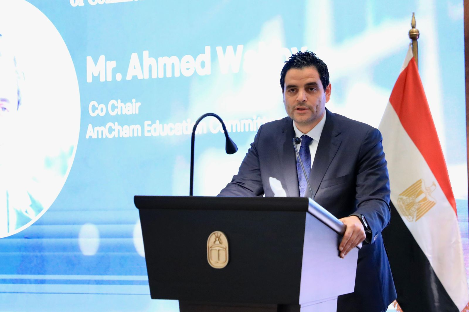 أحمد وهبي الرئيس المشارك للجنة التعليم بغرفة التجارة الأمريكية