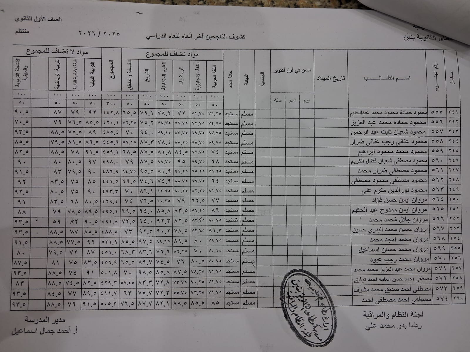 نتيجة الصف الأول الثانوي برقم الجلوس 2026 