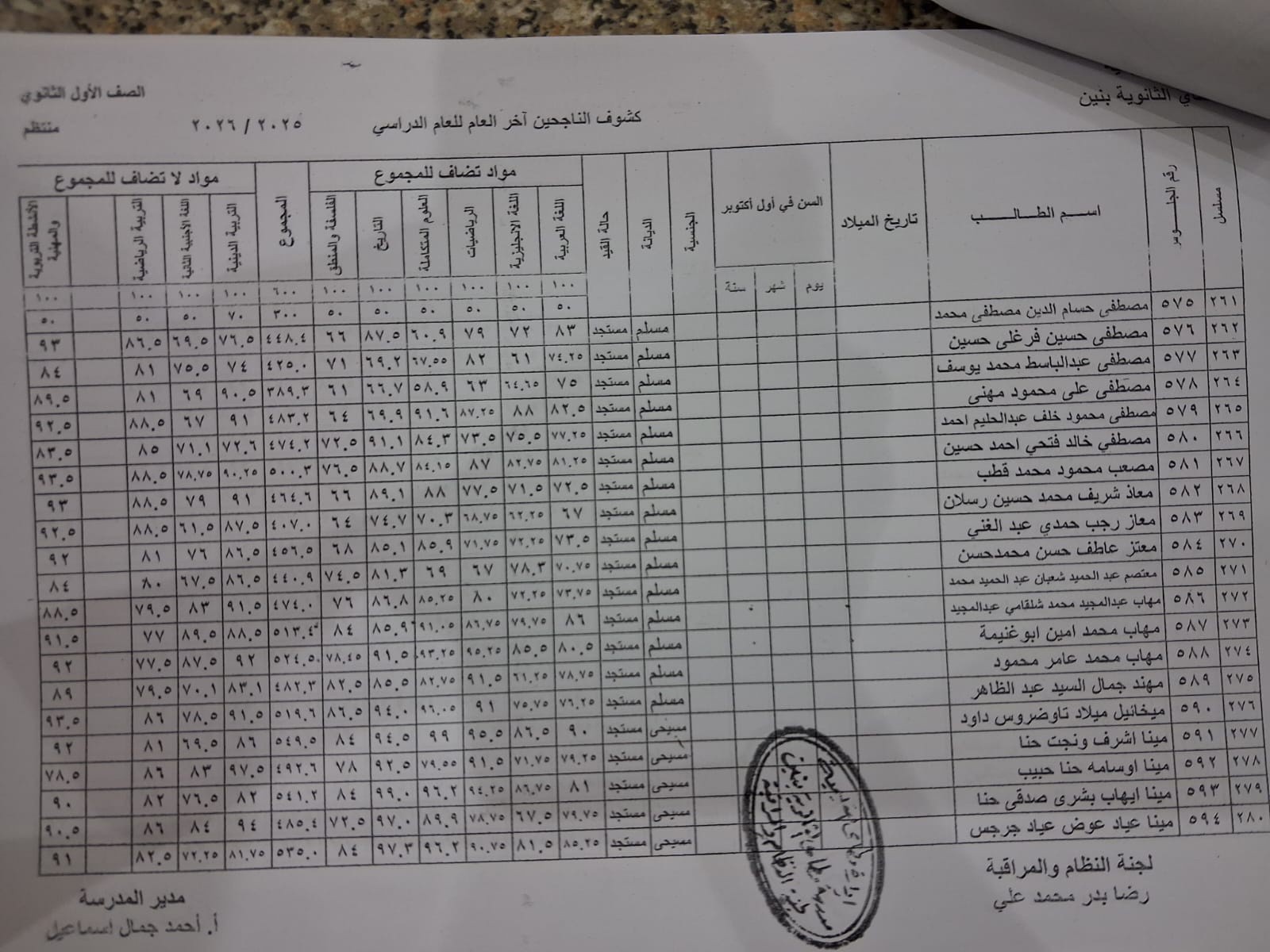 نتيجة الصف الأول الثانوي برقم الجلوس 2026 