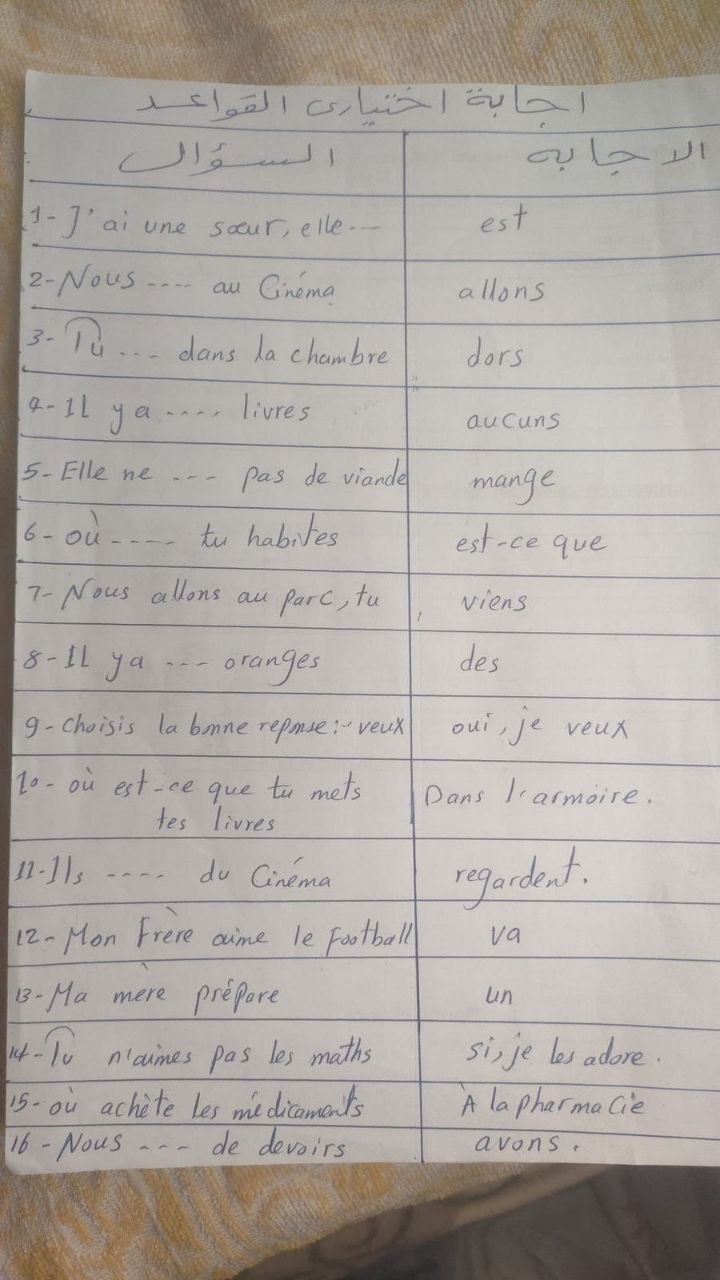 حل امتحان اللغة الفرنسية لطلاب الثانوية العامة 2026