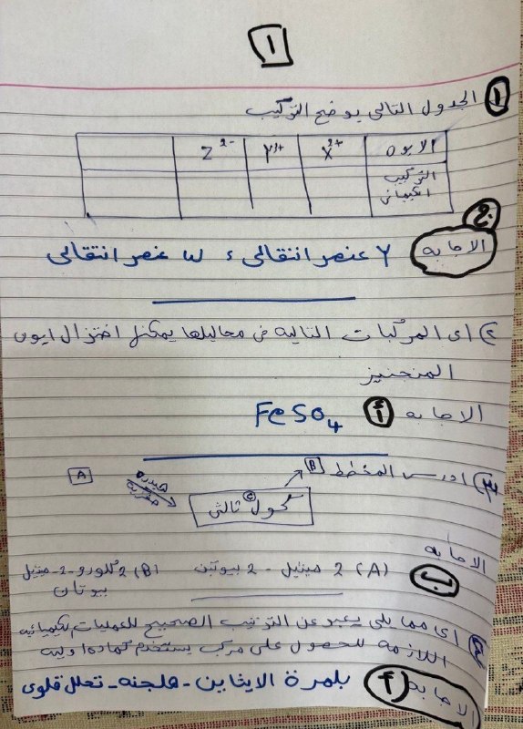 حل امتحان الكيمياء