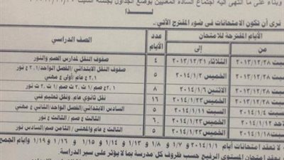 السبورة تنشر جدول امتحانات النقل والاجازات بمحافظة اسيوط