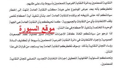 المهن التعليمية  : انتخابات التجديد النصفي بكافة الفرعيات في موعدها المحدد قانونياً