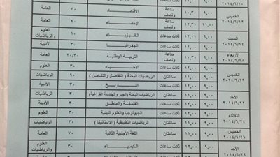 ننشر جدول امتحانات الثانوية العامة العام الدارسى 2013/2014