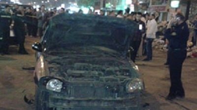 انفجار في سيارة أحد الضباط بشارع فيصل