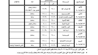 جدول امتحانات النقل والشهادتين الابتدائية والاعدادية بمحافظة الجيزة .. كاملا