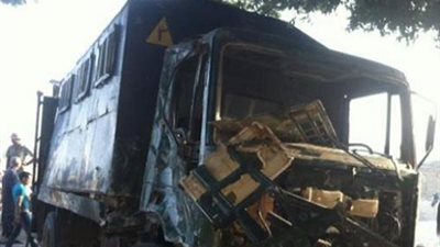 إصابة 12 مجند شرطة فى انقلاب سيارة أمن مركزى بأسوان