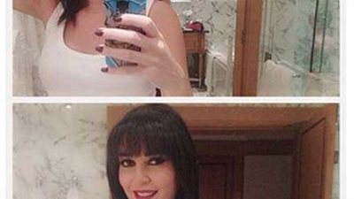 سيرين تصور نفسها في حمام  بشرم الشيخ قبل وبعد المكياج !!