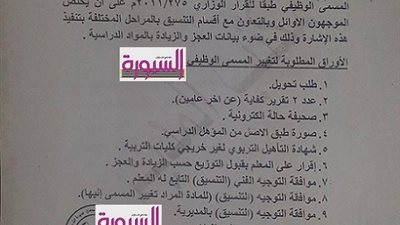 ننشر.. الاوراق المطلوبه لتغيير المسمى الوظيفى بجميع المديريات التعليمية