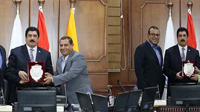  جامعة بني سويف تكرم الدكتور صبرى تمام والدكتورة سما الدق لحصول الجامعة على المركز الأول على مستوى الجامعات المصرية