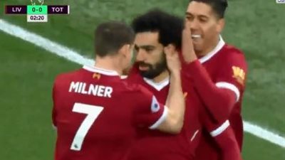 فيديو| صلاح يسجل اول اهداف ليفربول امام توتنهام