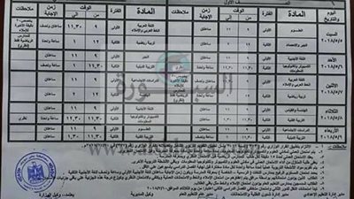 ننشر جداول امتحانات النقل بمحافظة بني سويف الفصل الدراسي الثاني 2018