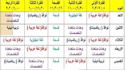 ننشر جدول اليوم الدراسى لرياض الأطفال وأولى ابتدائي بالنظام الجديد