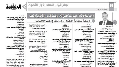 امتحان الجغرافيا المتوقع من ملحق الجمهورية لأولى ثانوى