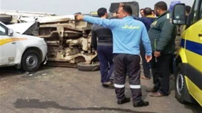 مصرع ثلاثة أشخاص واصابة اثنان في تصادم سيارتين بسوهاج