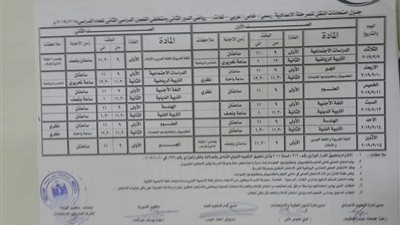 ننشر جداول امتحان الدور الثانى لمدارس بنى سويف فى جميع المراحل