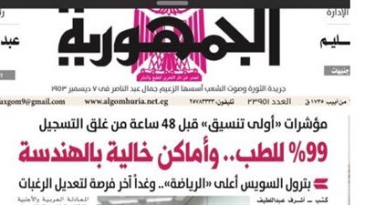 رسميا|  تنسيق 2019: 99% طب.. وأماكن خالية بالهندسة.. وغدا أخر فرصة لتعديل الرغبات