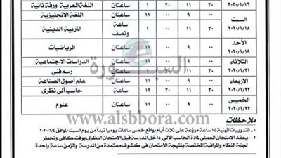 عاجل| جدول امتحانات نصف العام الدراسي 2019/2020 في الإسماعيلية