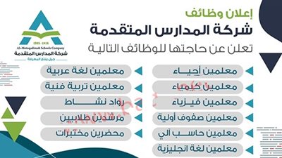 عاجل| كبري المدراس السعودية تعلن عن وظائف جديدة للمعلمين والمعلمات.. ننشر نص الإعلان