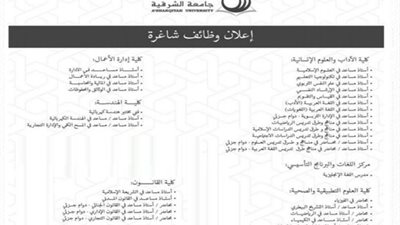 عاجل| جامعه الشرقية العمانية تعلن عن وظائف جديدة لأعضاء هيئة التدريس 