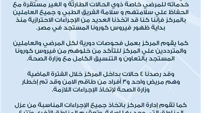 إصابة ٤ حالات بفيروس كورونا بمركز مجدى يعقوب للقلب 