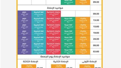تعرف على جداول عرض الحصص التعليمية للمواد الأساسية من الصف الرابع الابتدائى حتى الثالث الإعدادي على القناة التعليمية مدرستنا.. ننشر التردد
