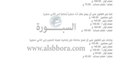 عاجل| التعليم تستعد لصرف 475 جنيها زيادة في مرتبات المعلمين ينابر المقبل.. ننشر جدول الزيادات كاملا لجميع الدرجات الوظيفية 