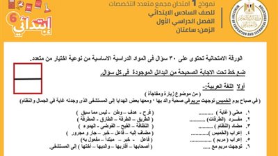 انفراد| رسميا.. التربية والتعليم تنشر النماذج الاسترشادية للصف السادس الابتدائى