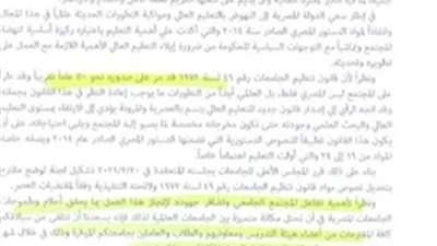 قانون تنظيم الجامعات يثير الجدل من جديد ..ظل حبيس الادراج منذ هانى هلال ومطلوب سلقه فى 30 يوما