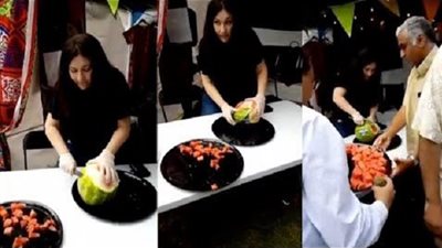 جيهان فاضل تثير الجدل على مواقع التواصل الاجتماعى.. بتوزع البطيخ في كندا