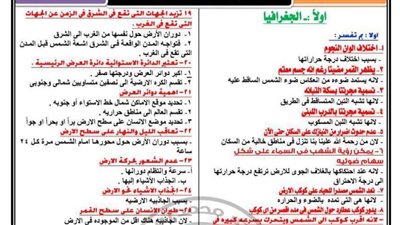 مراجعة ليلة الامتحان فى مادة الدراسات الاجتماعية لاولى اعدادى