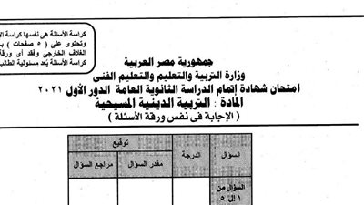 25 سؤالا واجابتهم فى امتحان 2021 للتربية الدينية المسيحية للثانوية العامة