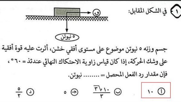 حل اختبار 2022 للاستاتيكا