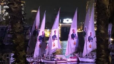 مسيرة بالمراكب النيلية تحمل صور الرئيس السيسى تزامنًا مع إعلان الترشح