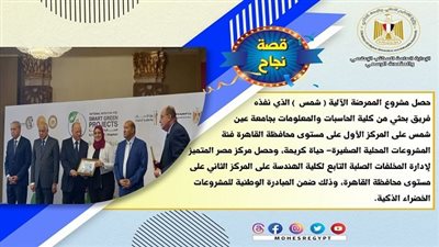 حصول مشروع الممرضة الآلية (شمس) على المركز الأول على مستوى محافظة القاهرة