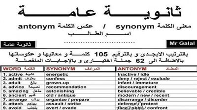 تعرف علي أهم تريكات الكلمات وعكسها في انجليزي الشهادة الثانوية