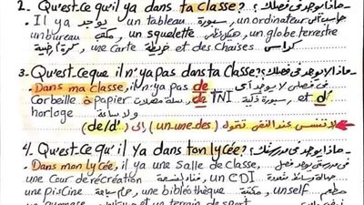 مراجعات نهائيه.. 7 ورقات ملخص الوحدة الثالثة في الفرنساوي لـ الصف الأول الثانوي