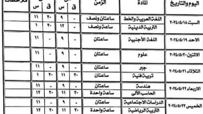 جدول امتحانات الصف الثالث الإعدادي 2024 محافظة الاسكندرية 