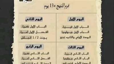 عايز تفرم منهج الثانوية العامة في 13 يوما.. ننشر الجدول