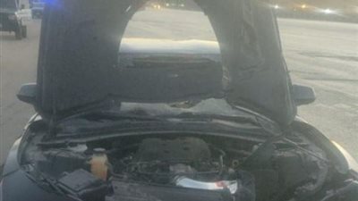 شاهد سيارة عصام صاصا بعد واقعة دهسه لشخص على الطريق الدائري 