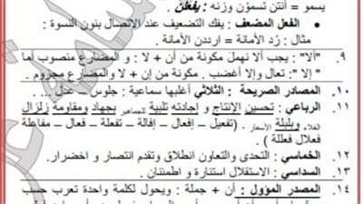 الثانوية العامة 2024.. ملخص النحو في 100 معلومة.. مراجعات نهائيه