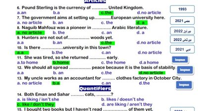 الثانوية العامة 2024.. بالاجابات 233 سؤالا على الجرمر اللغة الإنجليزية.. مراجعات نهائيه