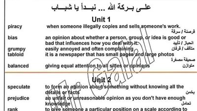 الثانوية العامة 2024.. التعريفات وحروف الجر والتعبيرات في اللغة الانجليزية في 4 ورقات.. مراجعات نهائيه