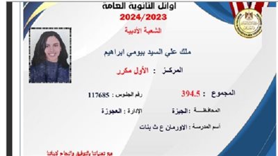 تعرف علي أسماء اوائل الثانوية العامة 2024 في الشعبة الأدبية