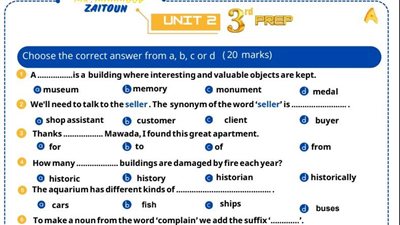 مراجعات نهائية.. 40 سؤالا على الوحدة الثانية انجليزي الصف الثالث الإعدادي 2025