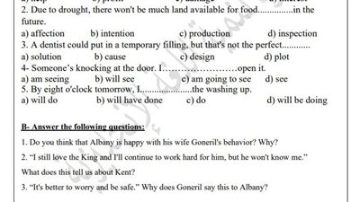 مراجعات نهائية.. أسئلة تقييم الأسبوعين الرابع والخامس اللغة الإنجليزية الصف الثاني الثانوي
