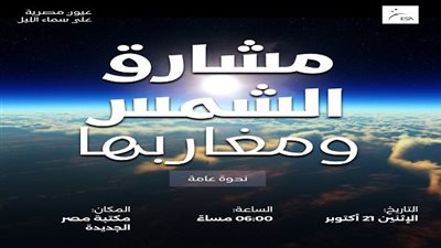 ندوة فلكية فى مكتبة مصر الجديدة العامة بعنوان مشارق الشمس ومغاربها