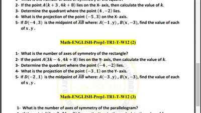 مراجعات نهائية.. أسئلة تقييم الأسبوع الـ 12 الرياضيات math لـ الصف الأول الإعدادي